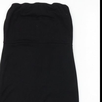 PRETTYLITTLETHING Womens Black Polyester Tank Dress Size 10 Square Neck Pullover