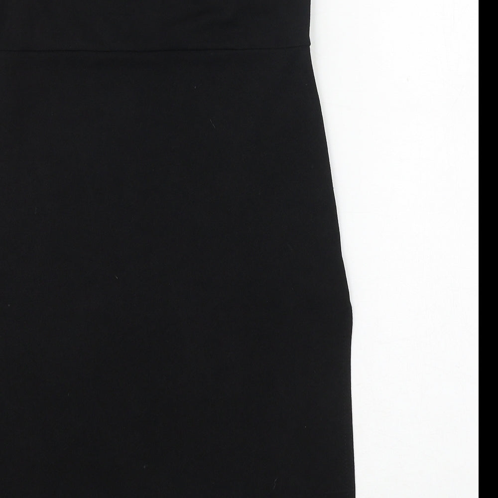 PRETTYLITTLETHING Womens Black Polyester Tank Dress Size 10 Square Neck Pullover