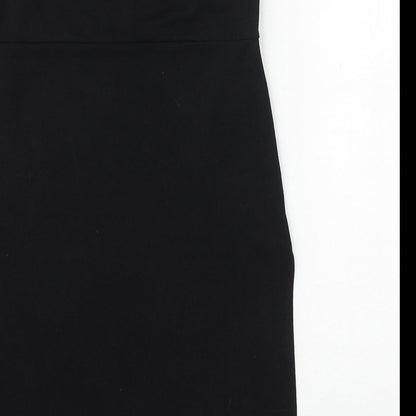 PRETTYLITTLETHING Womens Black Polyester Tank Dress Size 10 Square Neck Pullover