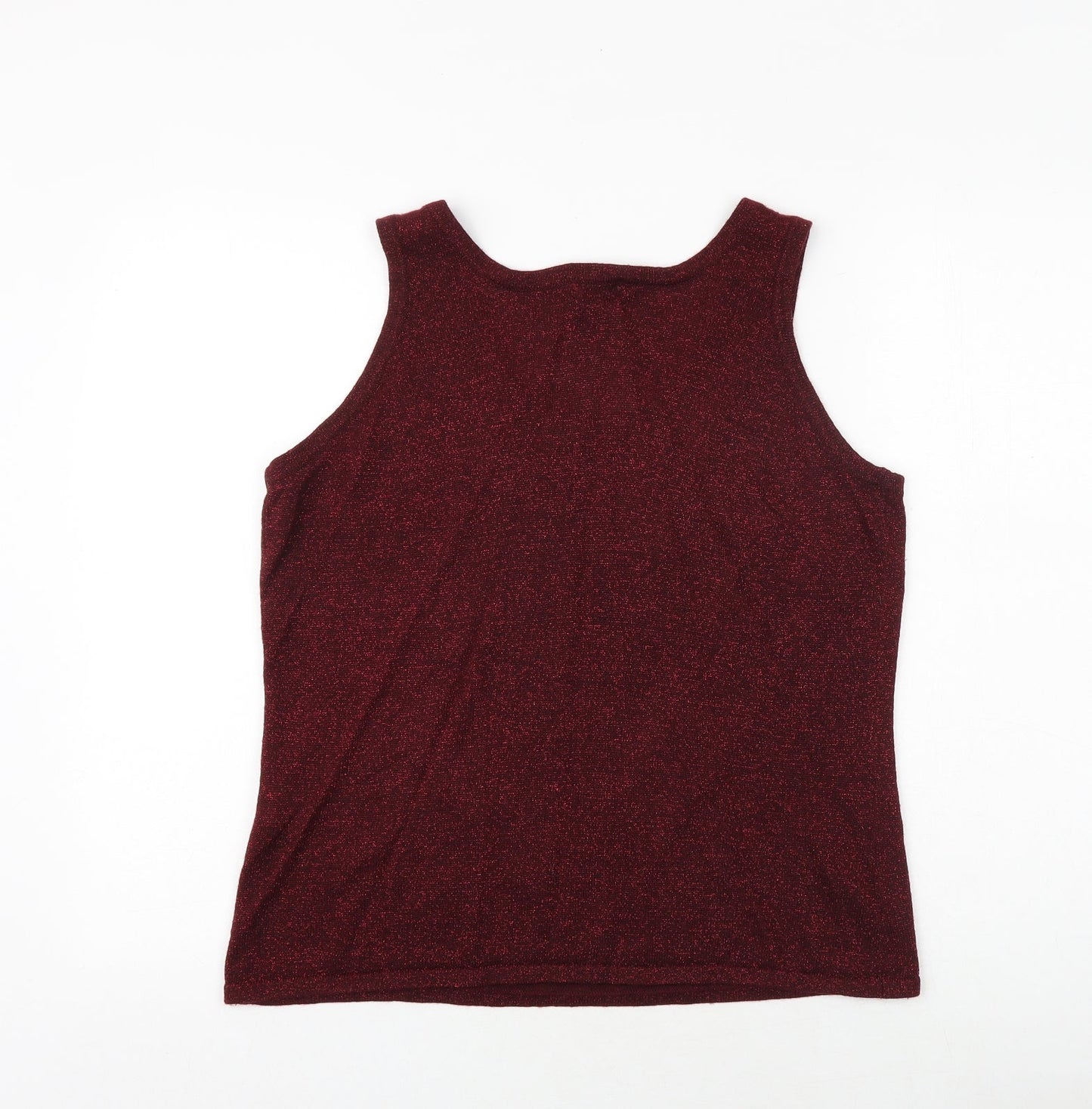 Bonmarché Womens Red Acrylic Basic Tank Size L Scoop Neck