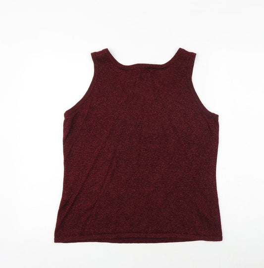 Bonmarché Womens Red Acrylic Basic Tank Size L Scoop Neck