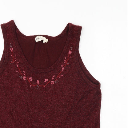 Bonmarché Womens Red Acrylic Basic Tank Size L Scoop Neck