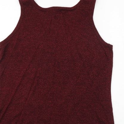 Bonmarché Womens Red Acrylic Basic Tank Size L Scoop Neck