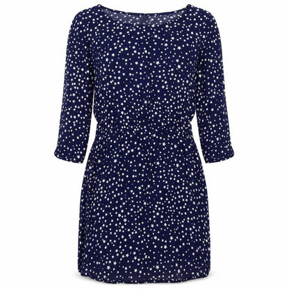 H&M Womens Blue Geometric Viscose A-Line Size 8 Round Neck Pullover - Star Pattern