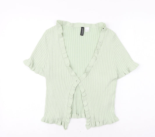 Womens UK Size M H&M Green Cardigan Jumper