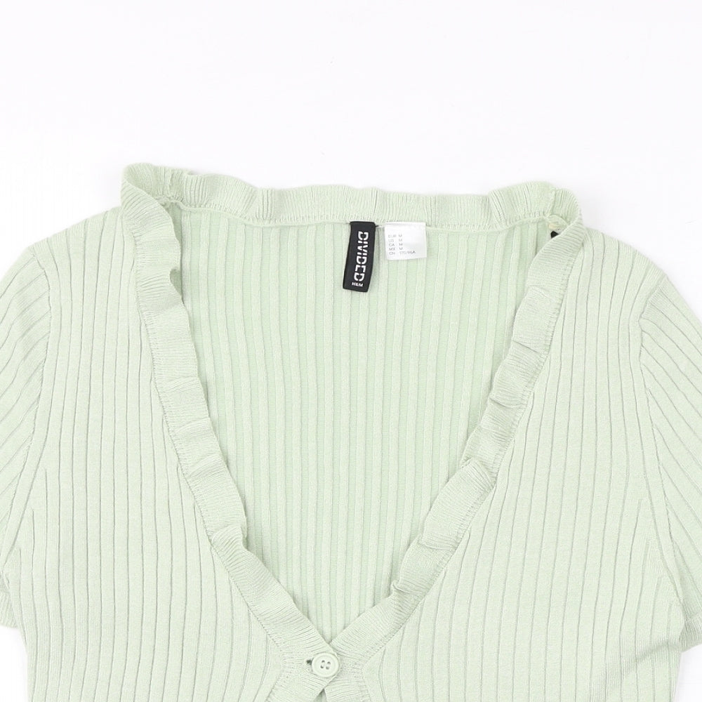 Womens UK Size M H&M Green Cardigan Jumper