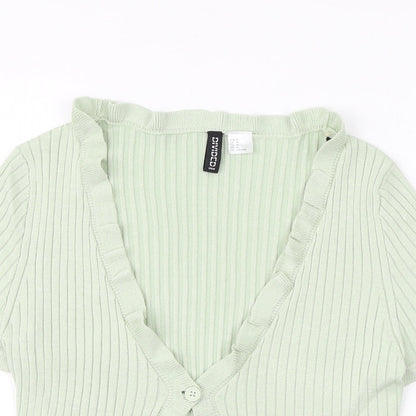 Womens UK Size M H&M Green Cardigan Jumper