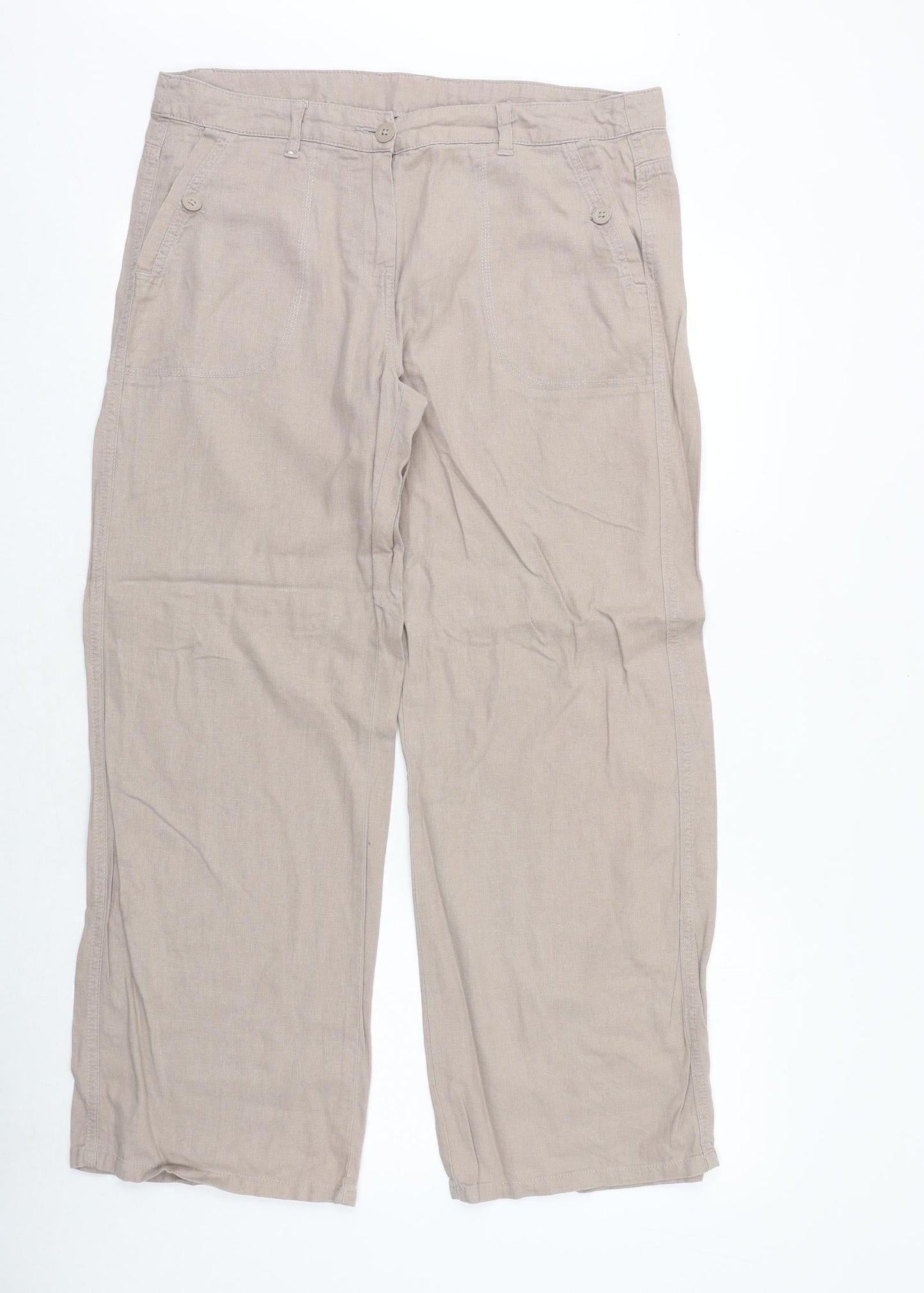 Womens UK Size 10 Marks and Spencer Regular Fit  Beige Trousers