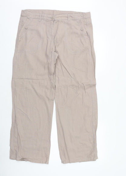 Womens UK Size 10 Marks and Spencer Regular Fit  Beige Trousers