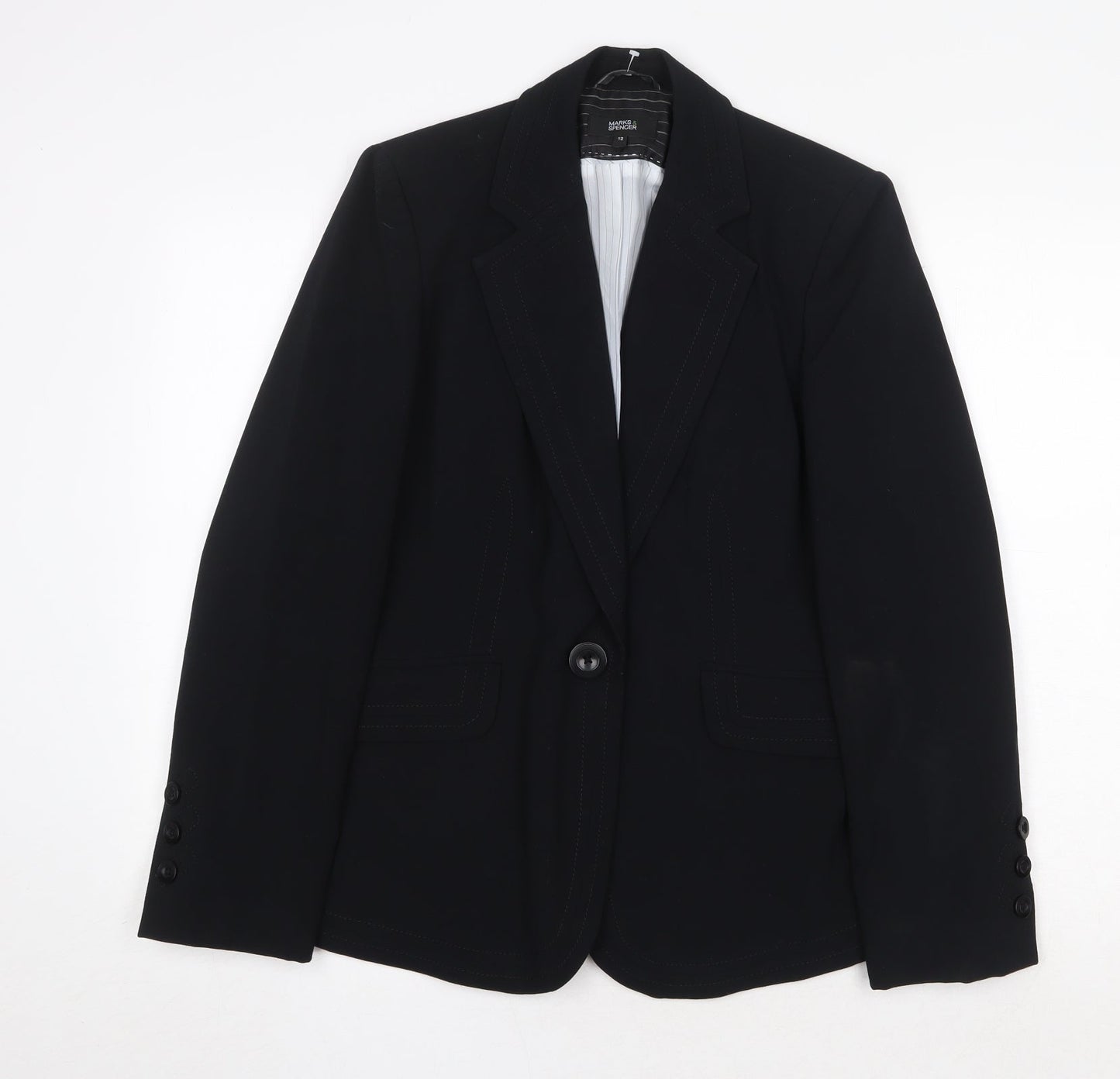 Marks and Spencer Womens Black Polyester Jacket Suit Jacket Size 12