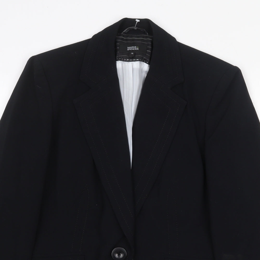 Marks and Spencer Womens Black Polyester Jacket Suit Jacket Size 12