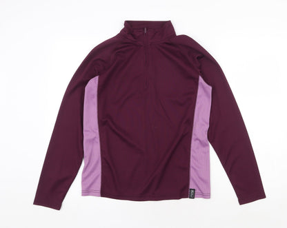 Trek Mates Womens Purple Colourblock Polyester Pullover Casual Size L High Neck Zip
