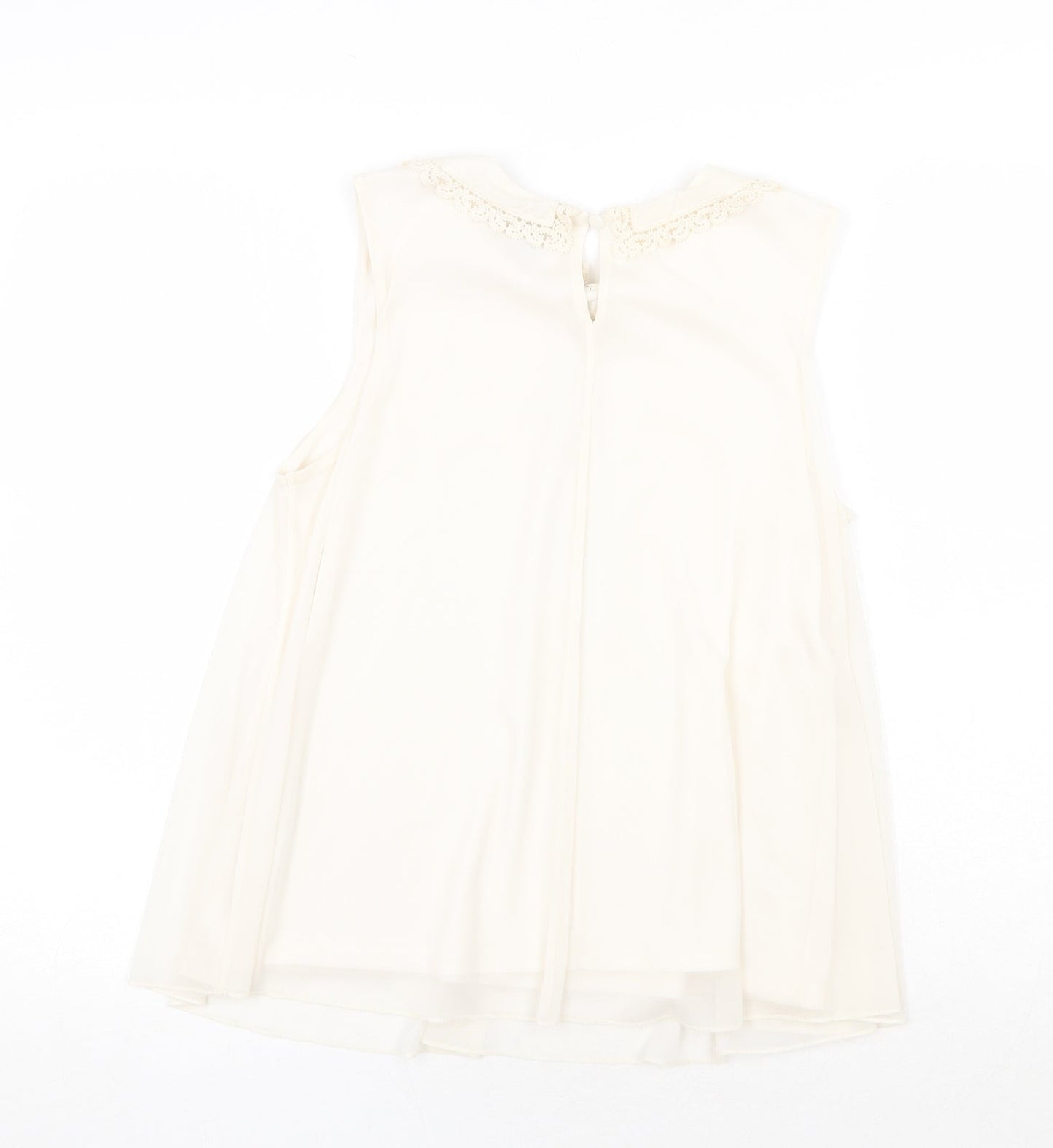 Topshop Womens Beige Polyester Basic Blouse Size 8 Collared - Tie Neck Detail