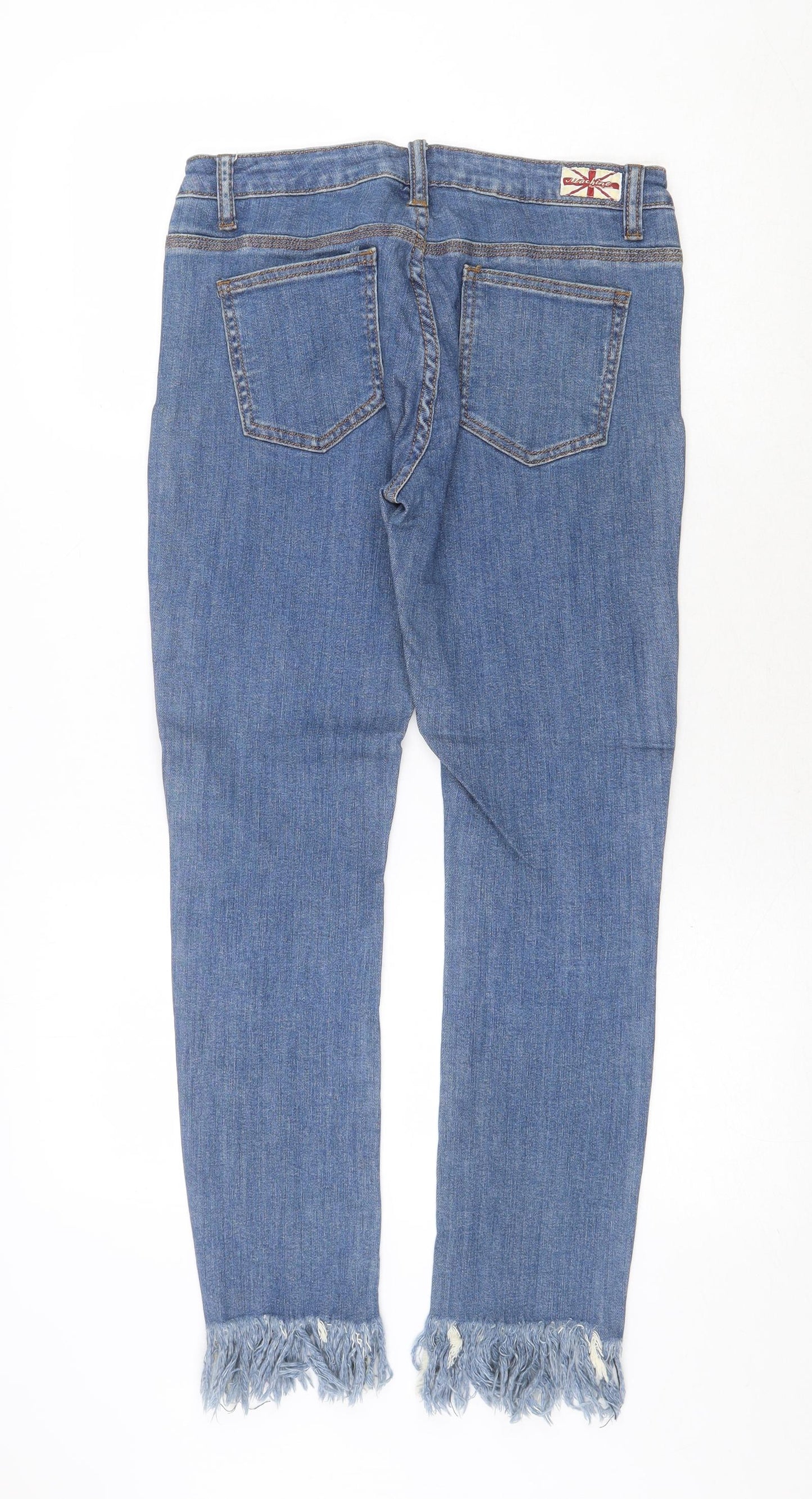 Machine Womens Blue Cotton Straight Jeans Size 30 in Regular Zip