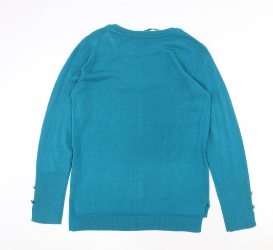 Primark Womens Green Boat Neck Acrylic Pullover Jumper Size S