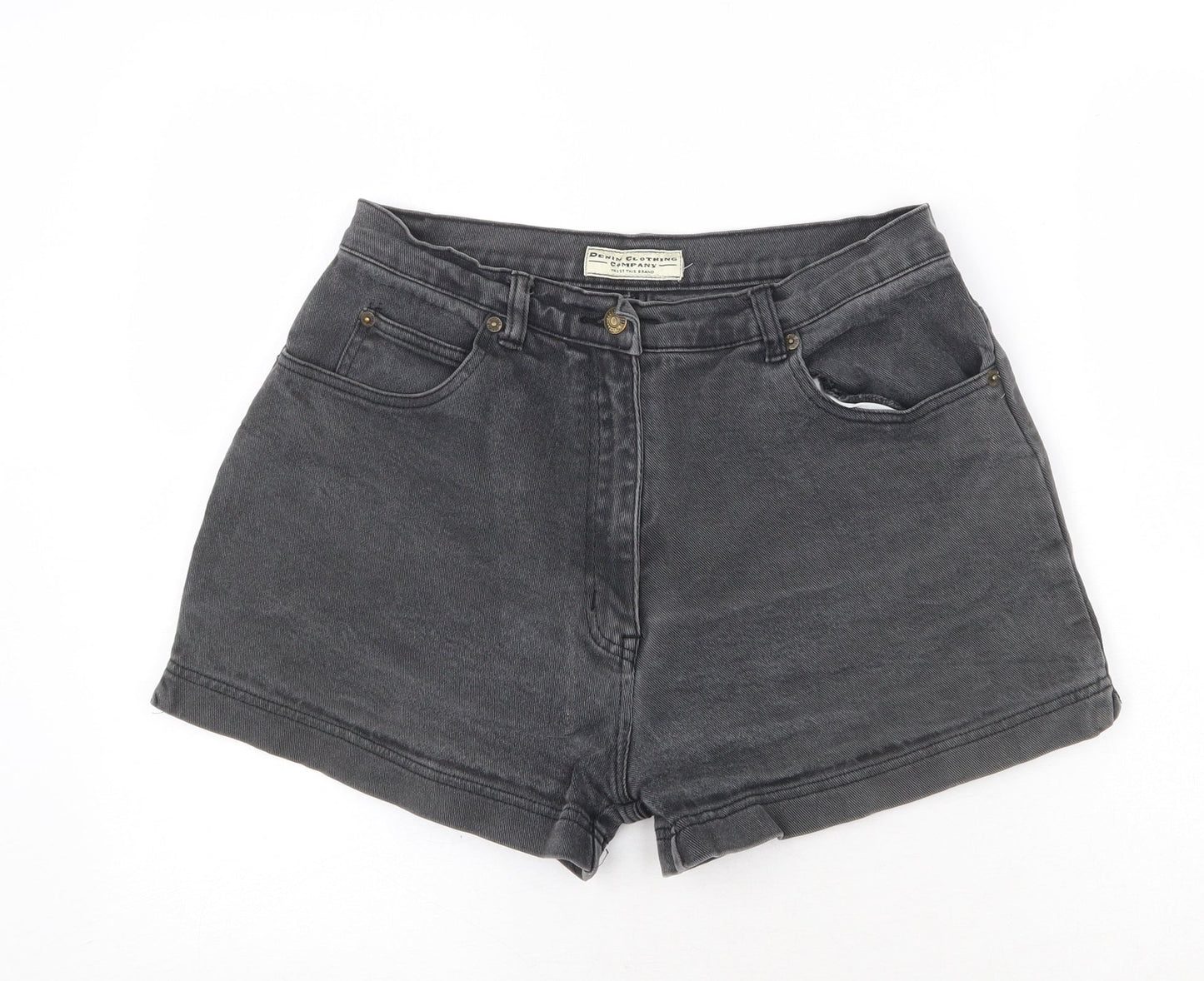 Denim Clothing Company Womens Grey Cotton Mom Shorts Size 30 in Regular Zip