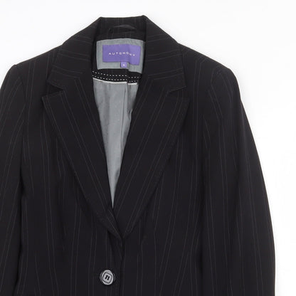 Autonomy Womens Black Striped Polyester Jacket Suit Jacket Size 8