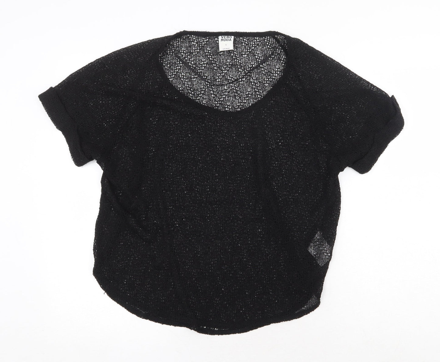Womens UK Size S Vera Moda Black Basic T-Shirt
