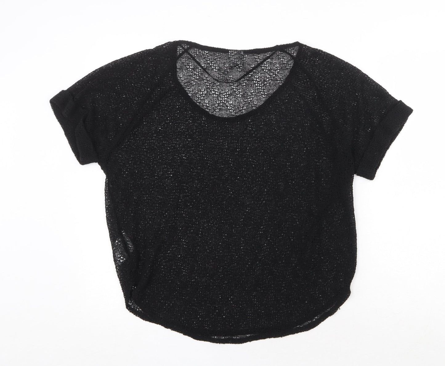 Womens UK Size S Vera Moda Black Basic T-Shirt