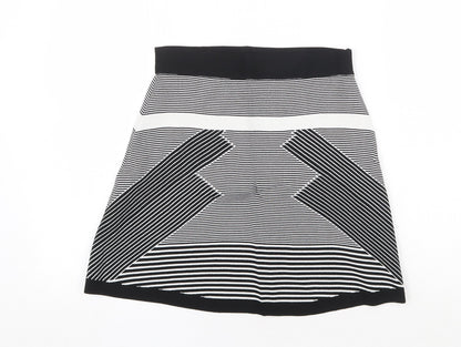 Olive + Oak Womens Black Geometric Viscose A-Line Skirt Size S