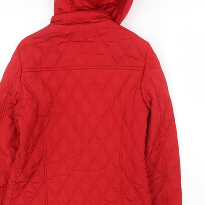 George Womens Red Quilted Jacket Size 10 Zip