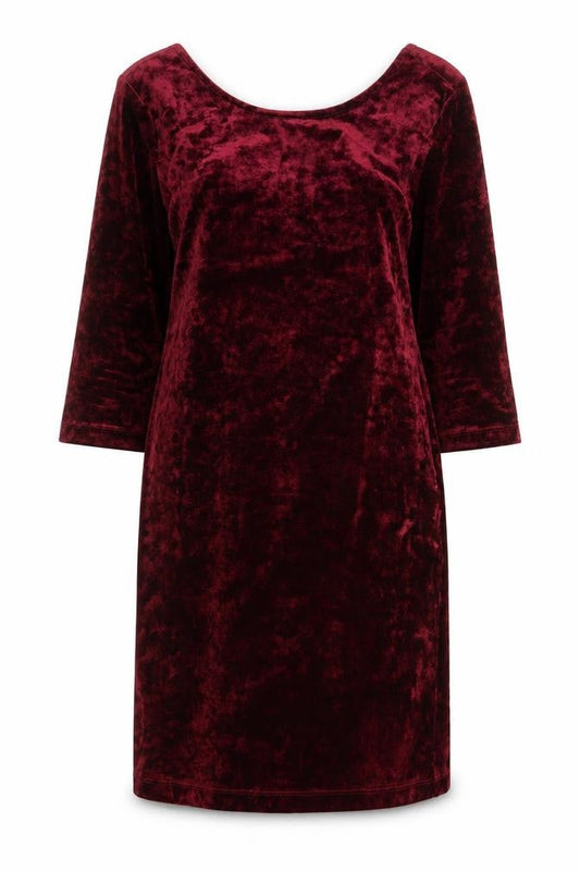 Forever 21 Womens Red Polyester A-Line Size L Round Neck Hook & Eye