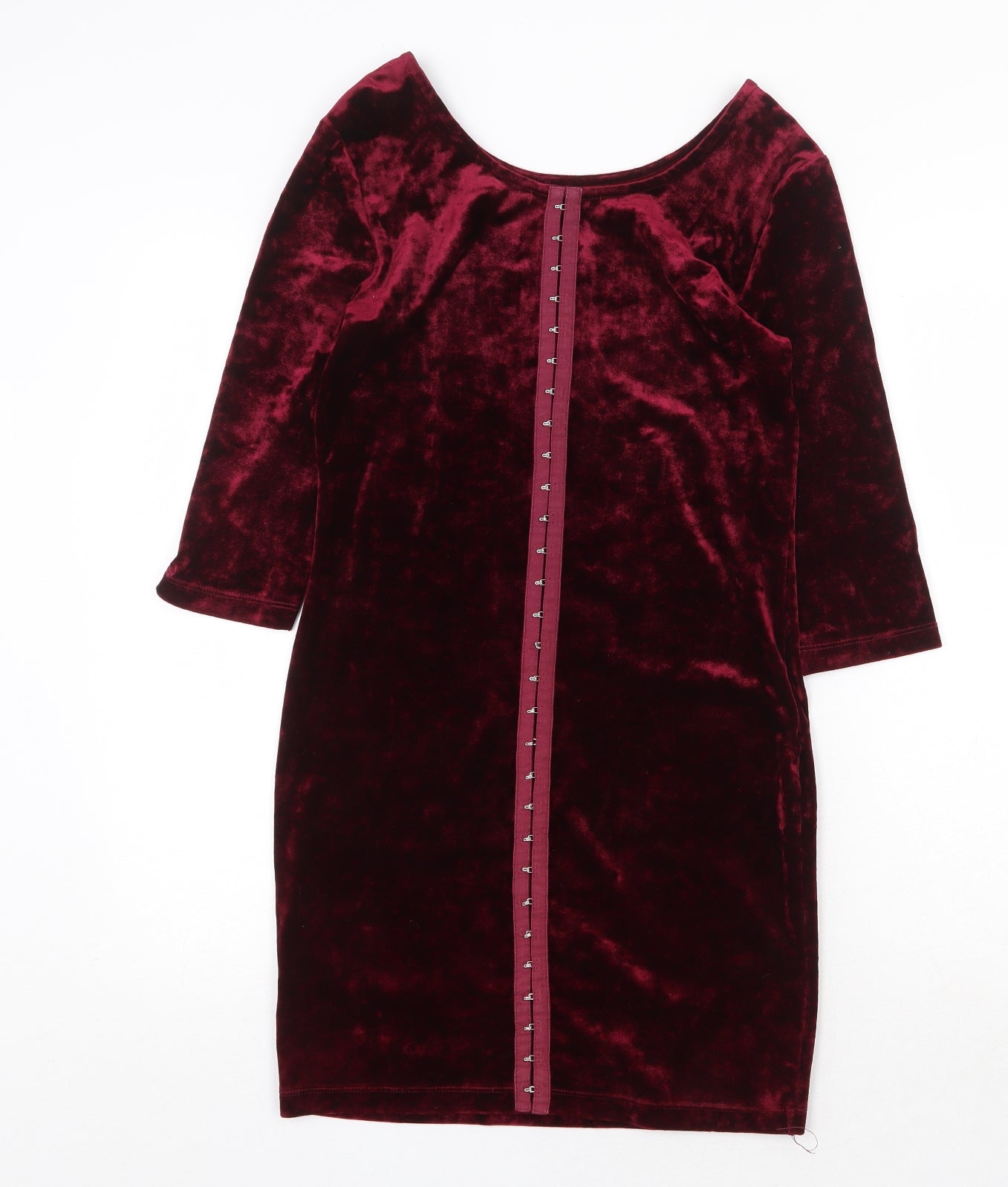 FOREVER 21 Womens Red Polyester A-Line Size L Round Neck Hook & Eye