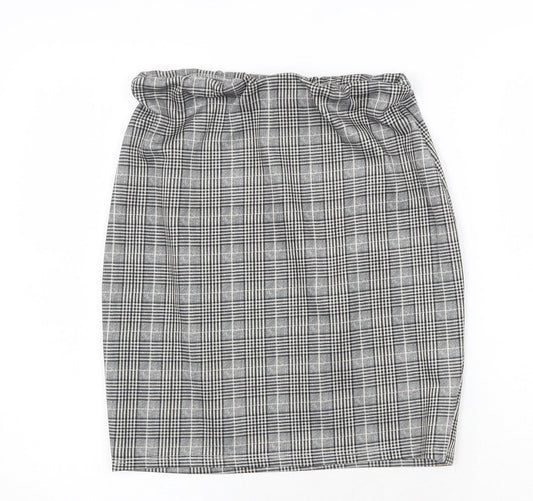 Cameo Rose Womens Grey Plaid Polyester A-Line Skirt Size M