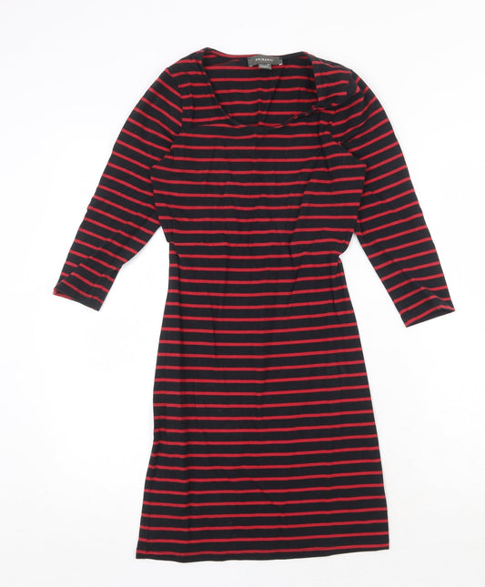 Primark Womens Black Striped Cotton A-Line Size 10 Round Neck Pullover