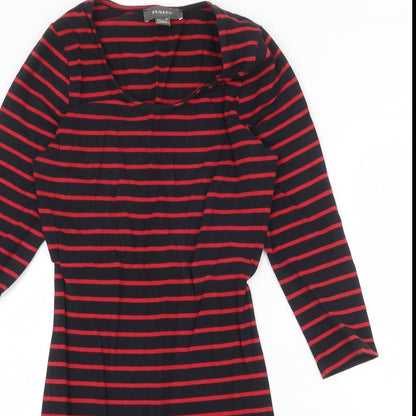 Primark Womens Black Striped Cotton A-Line Size 10 Round Neck Pullover