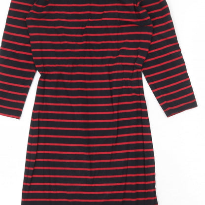 Primark Womens Black Striped Cotton A-Line Size 10 Round Neck Pullover