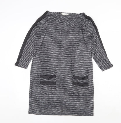 Miss Selfridge Womens Grey Viscose A-Line Size 8 Boat Neck Pullover