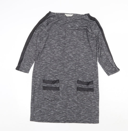 Miss Selfridge Womens Grey Viscose A-Line Size 8 Boat Neck Pullover