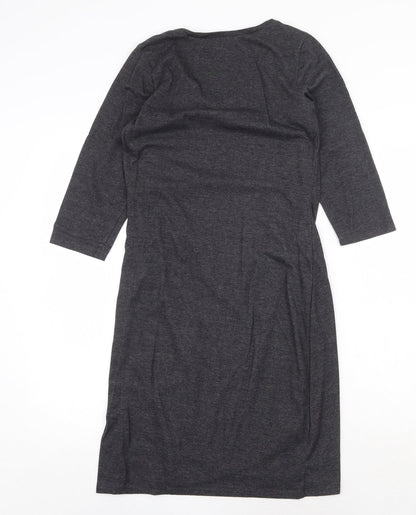 Scarlett Womens Grey Polyester A-Line Size M V-Neck Pullover