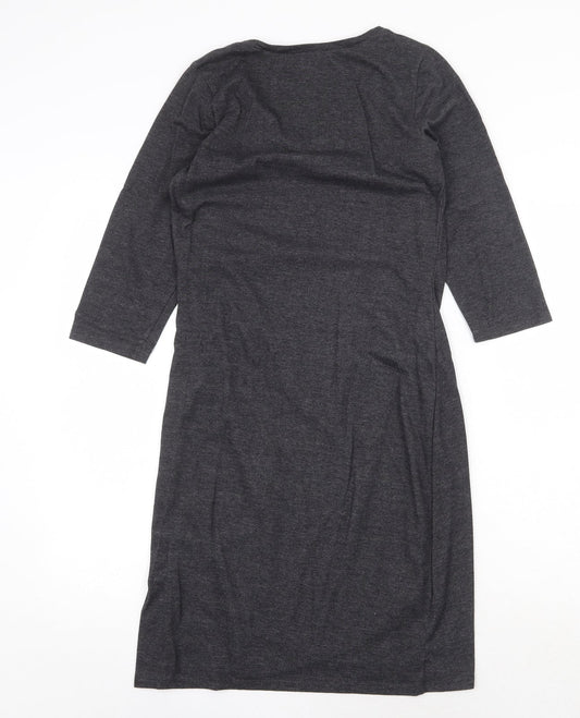 Scarlett Womens Grey Polyester A-Line Size M V-Neck Pullover