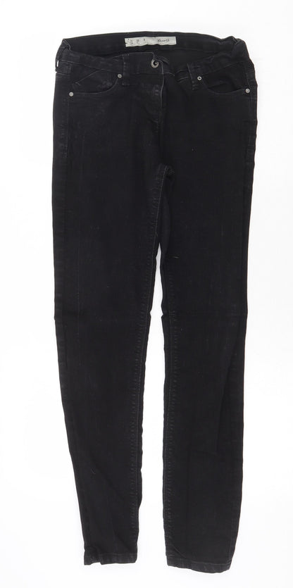 Denim & Co. Womens Black Cotton Straight Jeans Size 12 Regular Zip