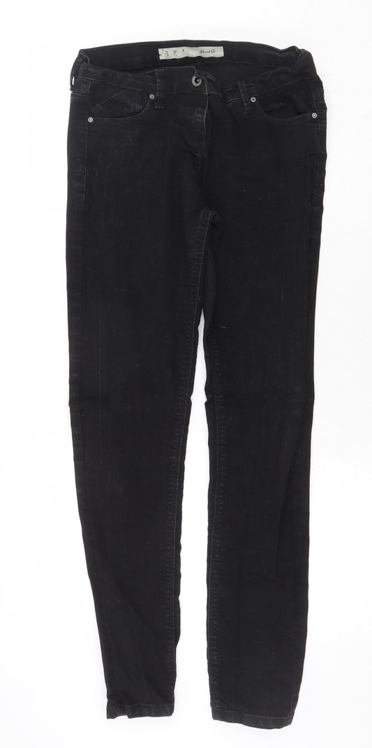 Denim & Co. Womens Black Cotton Straight Jeans Size 12 Regular Zip