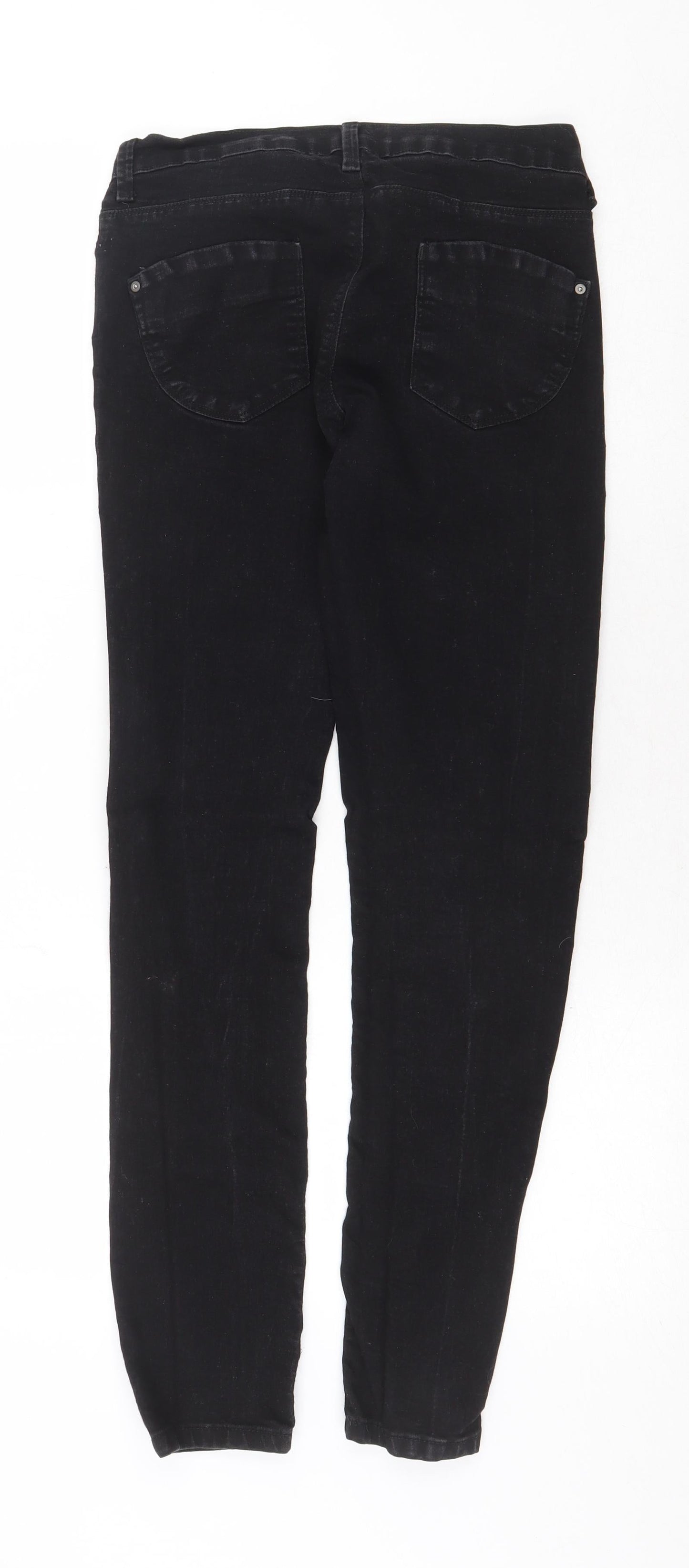Denim & Co. Womens Black Cotton Straight Jeans Size 12 Regular Zip
