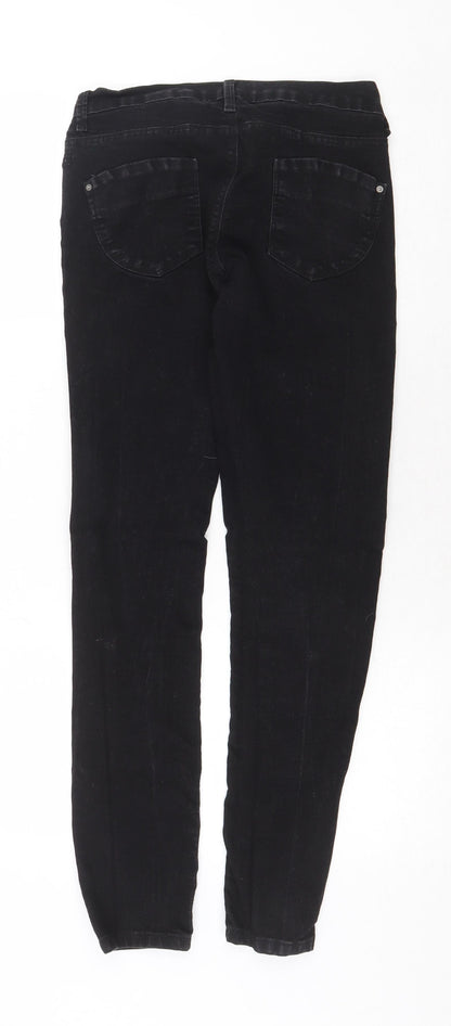 Denim & Co. Womens Black Cotton Straight Jeans Size 12 Regular Zip