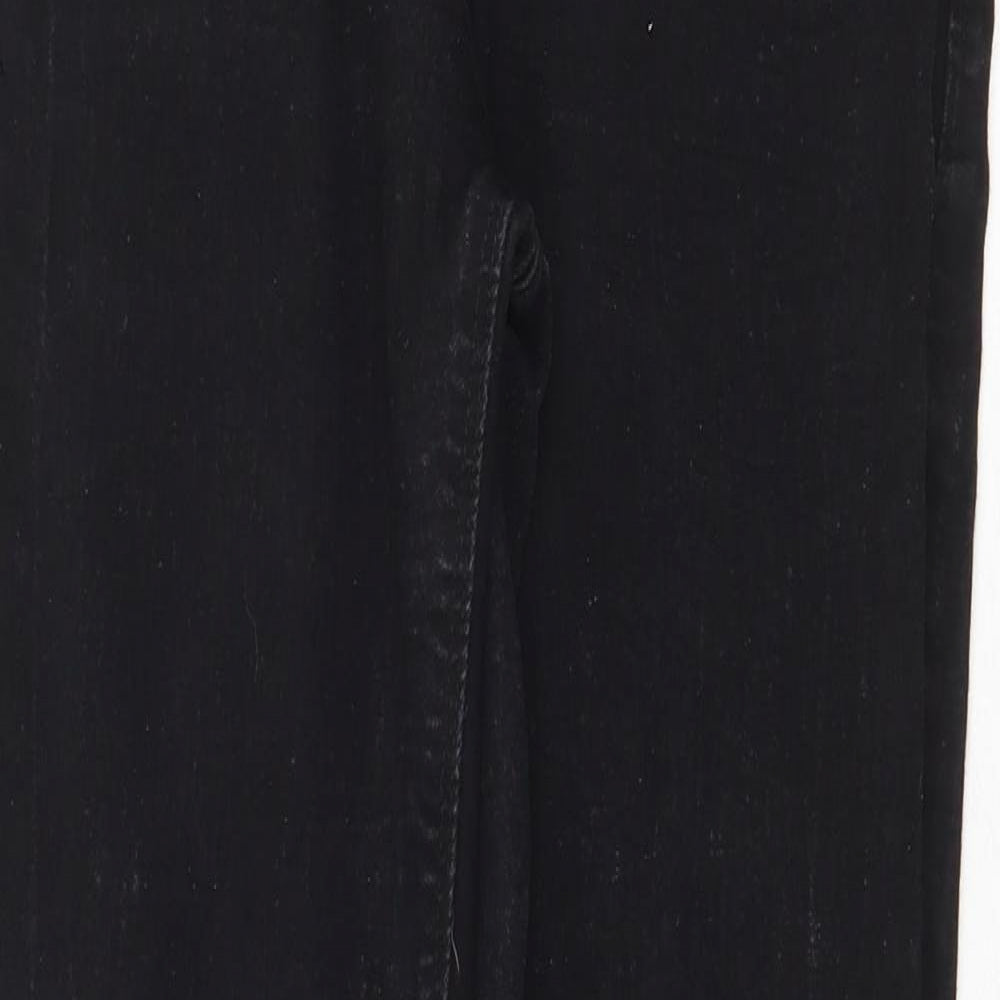 Denim & Co. Womens Black Cotton Straight Jeans Size 12 Regular Zip