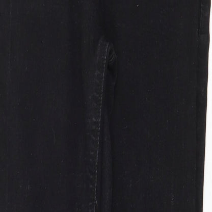 Denim & Co. Womens Black Cotton Straight Jeans Size 12 Regular Zip