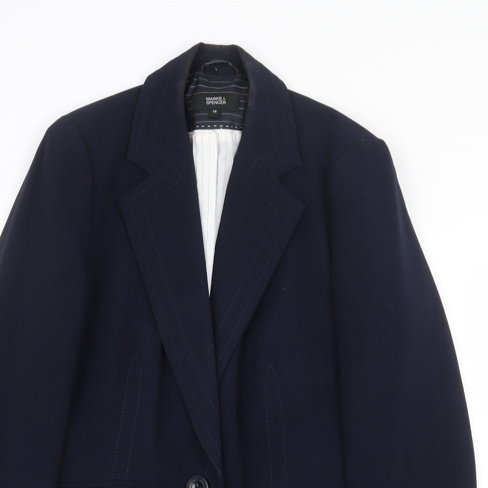 Marks and Spencer Womens Blue Polyester Jacket Suit Jacket Size 12