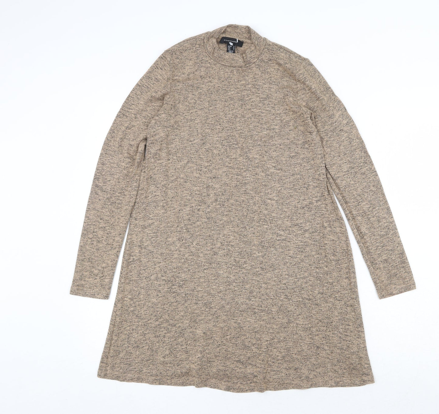 Atmosphere Womens Beige Viscose Jumper Dress Size 8 Mock Neck Pullover