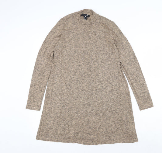 Atmosphere Womens Beige Viscose Jumper Dress Size 8 Mock Neck Pullover