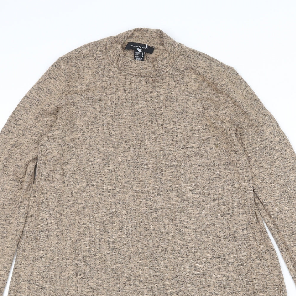 Atmosphere Womens Beige Viscose Jumper Dress Size 8 Mock Neck Pullover