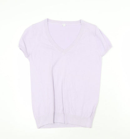 Womens UK Size L Preworn Purple Pullover Jumper
