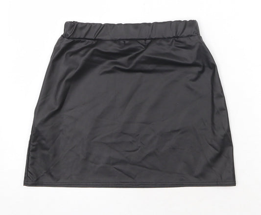 Boohoo Womens Black Polyester A-Line Skirt Size 6
