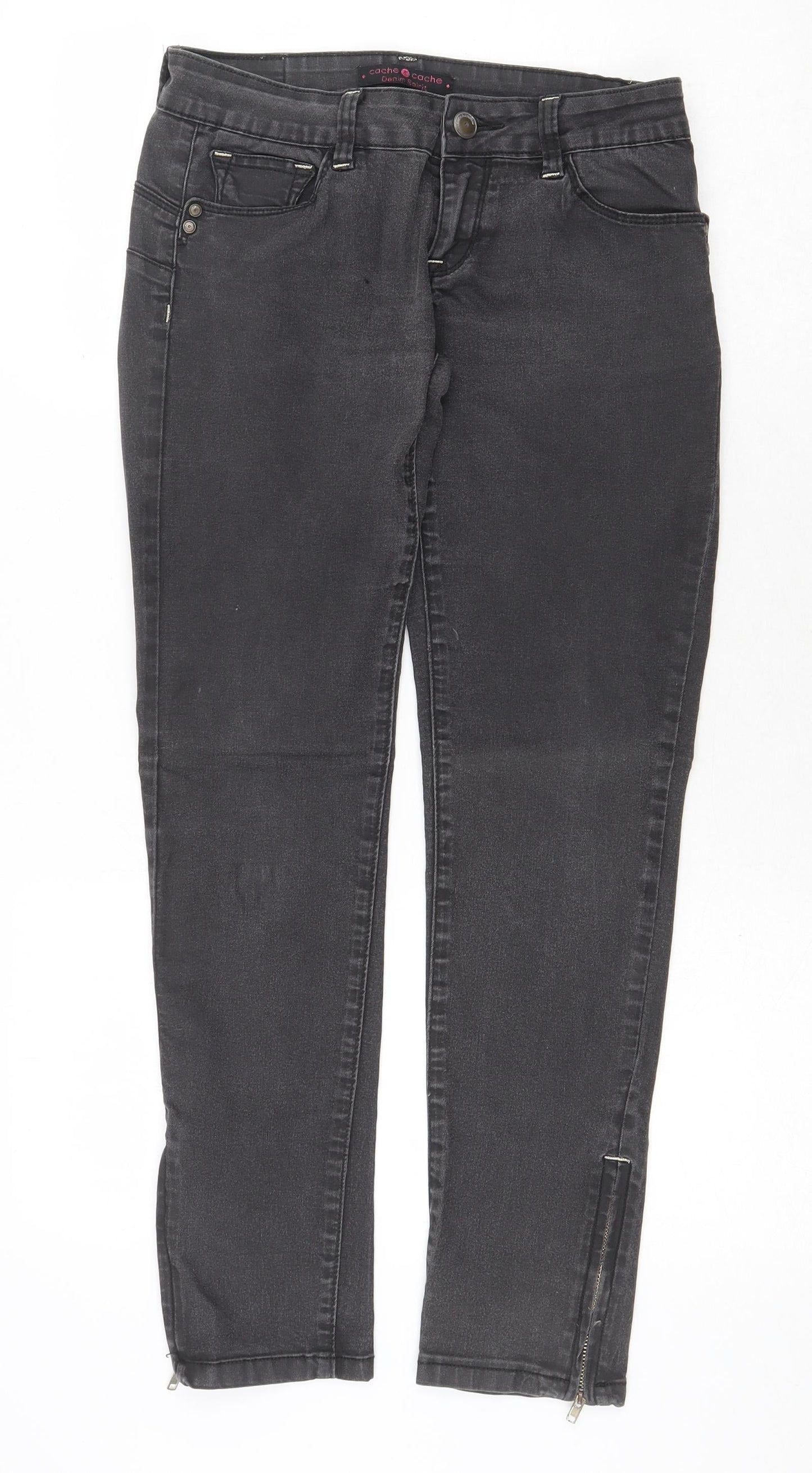 Coache Coache Womens Grey Cotton Straight Jeans Size 10 Regular Zip