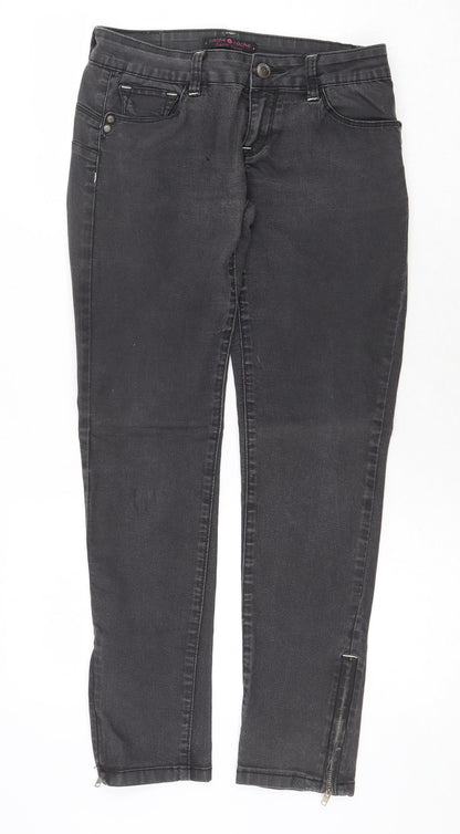Coache Coache Womens Grey Cotton Straight Jeans Size 10 Regular Zip
