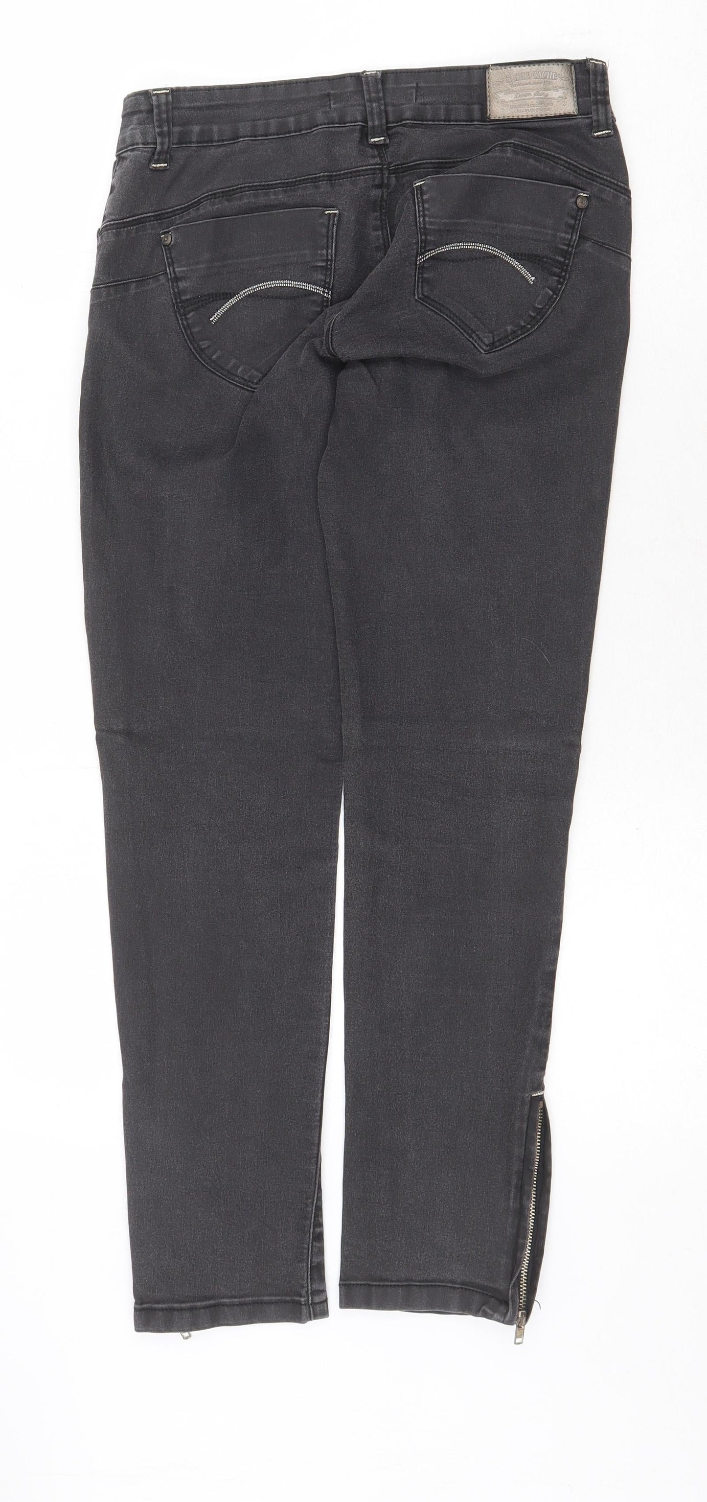 Coache Coache Womens Grey Cotton Straight Jeans Size 10 Regular Zip